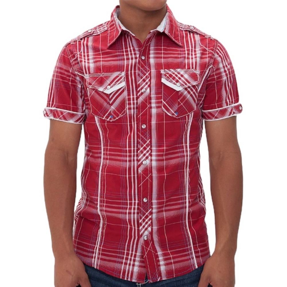 Buckle BKE Tailored Fit Calverton Button Down Short Sleeve Shirt Country XL